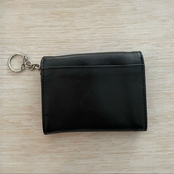 DKNY black leather coin purse key ring wallet - Picture 3 of 7
